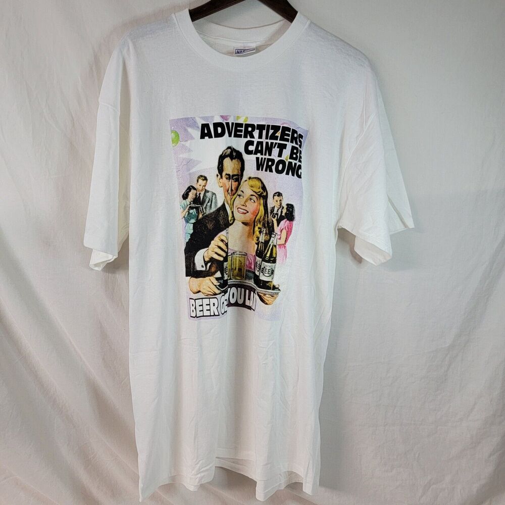 VTG Single Stitch 'Beer Gets You Laid' T-Shirt Sz XL 100% Cotton Pre Owned